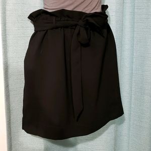 Black Mini Skirt with Ribbon